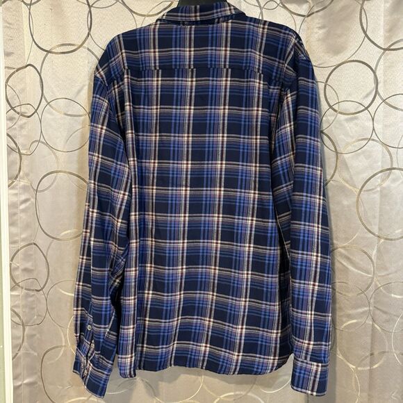 Marmot Mountain Works XXL Lightweight Flannel Button Up Shirt Blue Check Plaid - Picture 4 of 7